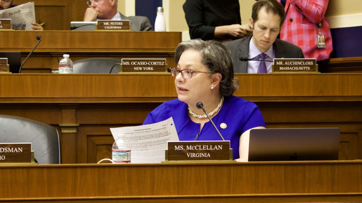 Photo of Rep. McClellan in Energy and Commerce Committee.