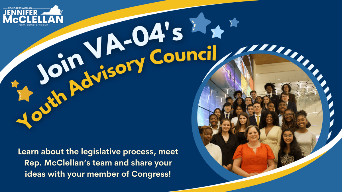 Banner for Rep. McClellan's Youth Advisory Council.