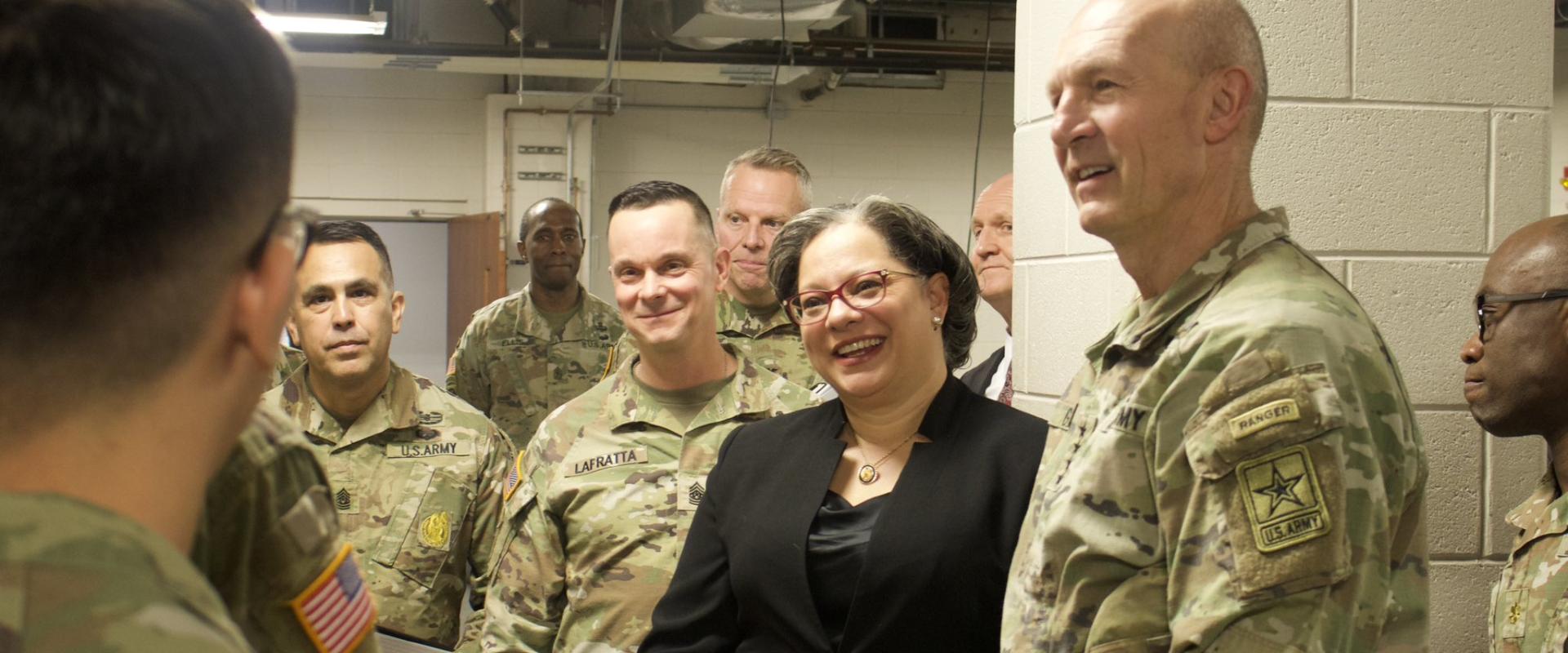 Photo of Rep. McClellan touring Fort Gregg-Adams.
