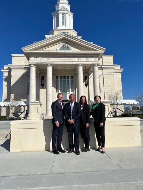 Reps McClellan, Curtis and Tour Guides at Richmond Virginia Temple