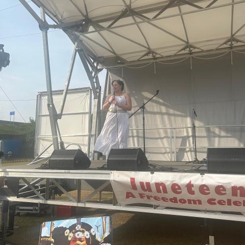 Rep. McClellan speaks at the Elegba Folklore Society's Juneteenth Freedom Celebration