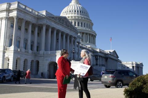 Rep. McClellan speaks to an advocate outside the U.S. Capitol