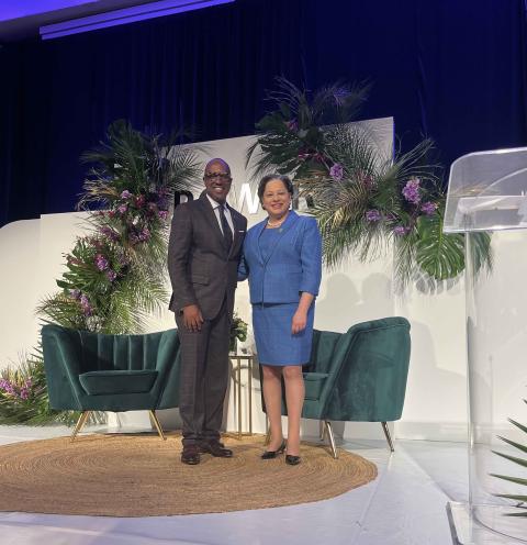 Rep. McClellan on stage at the USBC Women's Luncheon