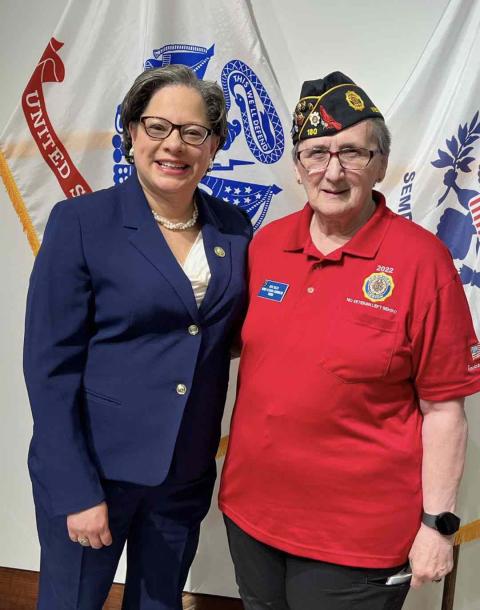 Rep. McClellan stand with a Virginia veteran