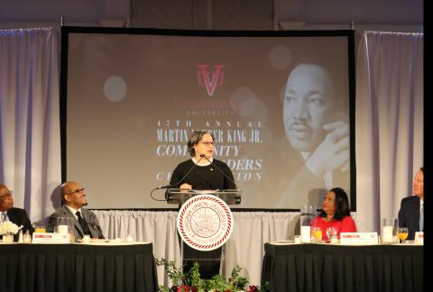 Photo of Rep. McClellan keynoting the MLK Jr. Breakfast Celebration event.