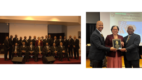 Photos of Rep. McClellan receiving her Legacy Award at the MLK Memorial Breakfast.