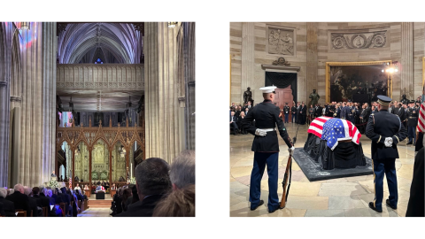 Photos of President Carter's lying-in-state in the U.S. Capitol Rotunda and funeral service at the Washington National Cathedral.
