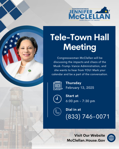 Graphic of Rep. McClellan's Tele-Town Hall.