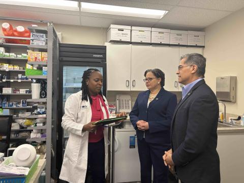 Rep. McClellan at HOPE Pharamacy with Dr. Brown & Secretary Xavier Becerra