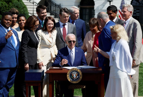 President Biden signs the CHIPS and Science Act into law.