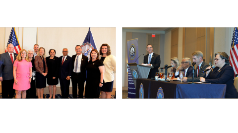 Photos of Rep. McClellan with Reps. Scott, Wittman and Kiggans at the U.S. Navy League Luncheon.
