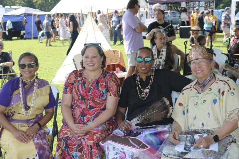 Photo of Rep. McClellan at the Nottoway Indian Tribe's Powwow with the Tribal Council President and Chief Allston.