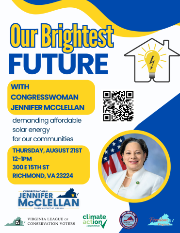 Flyer for Our Brightest Future press conference.