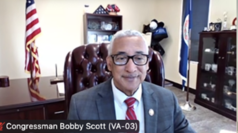 Photo of Rep. Scott speaking at the Protect Our Care VA press conference.