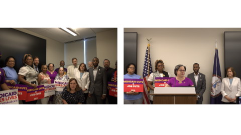 Photos of Rep. McClellan at the Medicaid press conference.