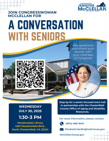 Graphic of Rep. McClellan's senior-focused town hall.