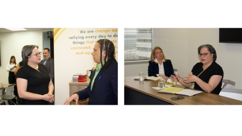 Photos of Rep. McClellan speaking with small business leaders at the roundtable.