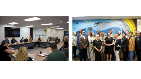 Photos of Rep. McClellan at a small business roundtable.