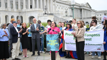 Photo of Rep. McClellan speaking at the Roadless Rule presser.