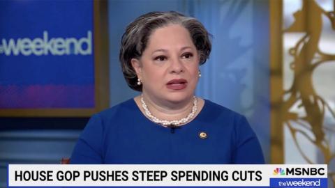 Photo of Rep. McClellan appearing on MSNBC's The Weekend.