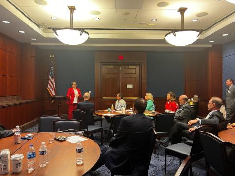 Rep. McClellan speaks to the members of the Hampton Roads and Greater Richmond Chambers of Commerce